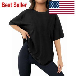 Oversized Crewneck Tee Loose Fit Casual Basic Top Y2K Chic Minimal Summer